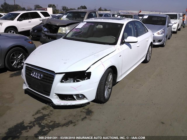 WAUFFAFL6CN014344 - 2012 AUDI A4 PREMIUM PLUS WHITE photo 2