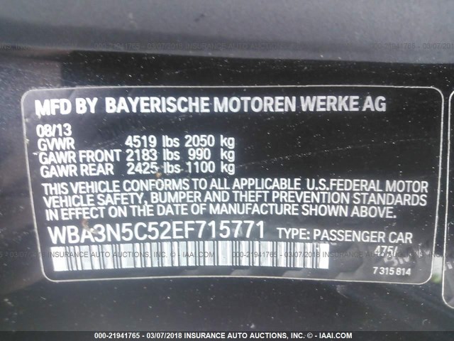 WBA3N5C52EF715771 - 2014 BMW 428 XI BLACK photo 9