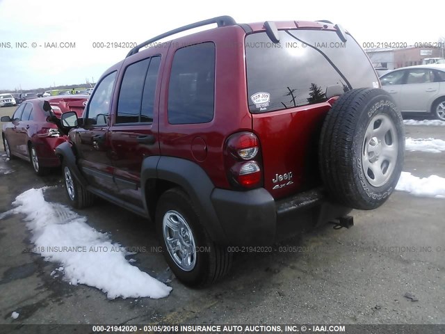 1J4GL48K27W571610 - 2007 JEEP LIBERTY SPORT RED photo 3