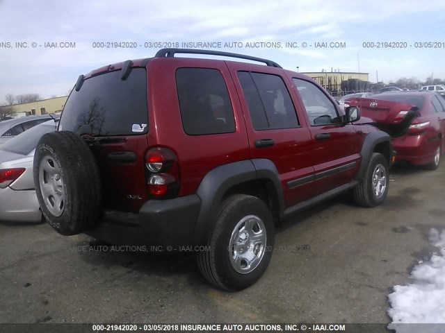 1J4GL48K27W571610 - 2007 JEEP LIBERTY SPORT RED photo 4