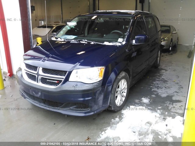 2C4RDGCGXDR584755 - 2013 DODGE GRAND CARAVAN SXT BLUE photo 2