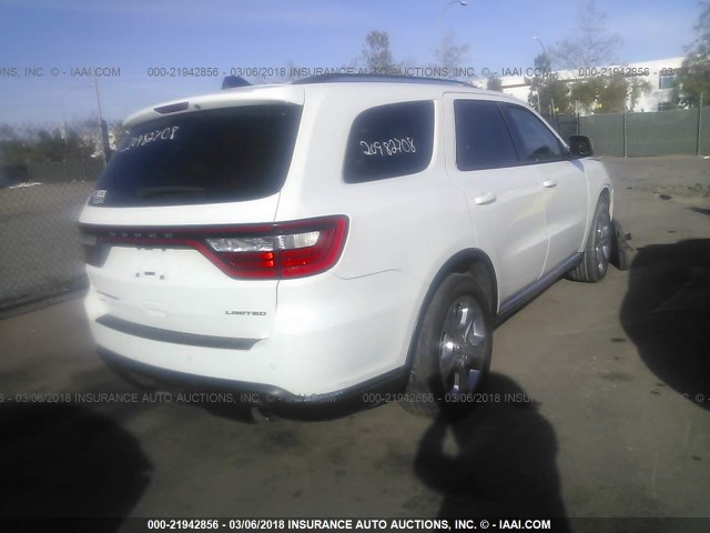 1C4RDJDG0EC973295 - 2014 DODGE DURANGO LIMITED WHITE photo 4