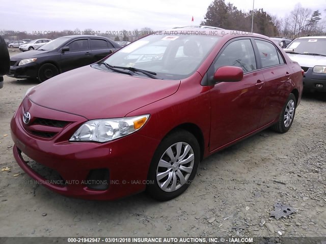 2T1BU4EE9CC797383 - 2012 TOYOTA COROLLA S/LE RED photo 2