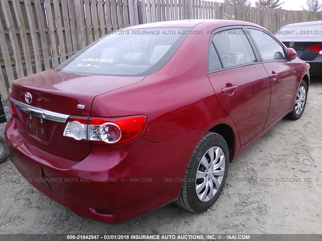 2T1BU4EE9CC797383 - 2012 TOYOTA COROLLA S/LE RED photo 4