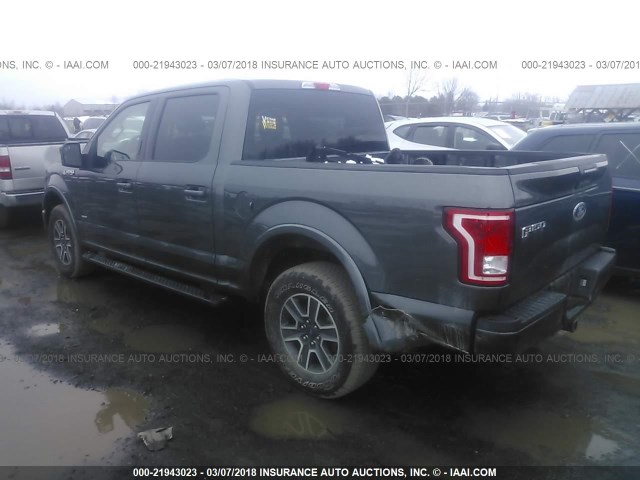 1FTEW1EP3GFC24984 - 2016 FORD F150 SUPERCREW GRAY photo 3