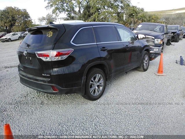 5TDJKRFH4ES068189 - 2014 TOYOTA HIGHLANDER XLE BLACK photo 4