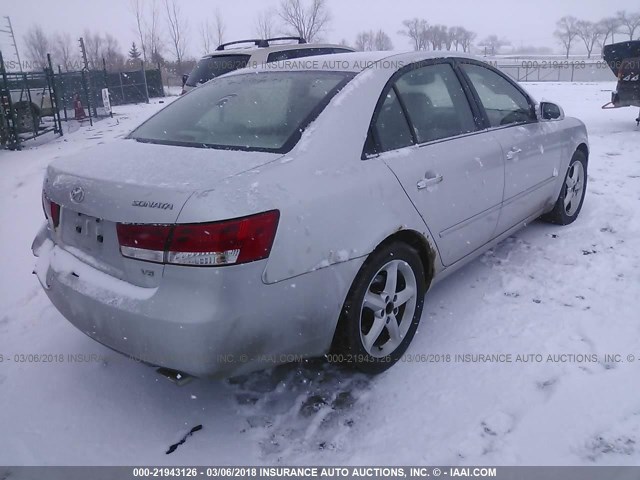 5NPEU46F76H030279 - 2006 HYUNDAI SONATA GLS/LX SILVER photo 4