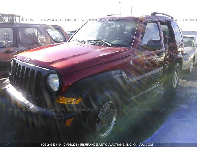 1J4GL38K95W649257 - 2005 JEEP LIBERTY RENEGADE RED photo 2