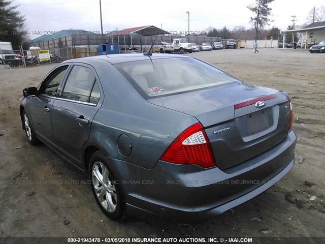 3FAHP0HA9CR148301 - 2012 FORD FUSION SE 蓝色 照片 3