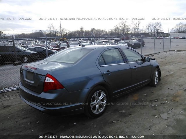 3FAHP0HA9CR148301 - 2012 FORD FUSION SE 蓝色 照片 4