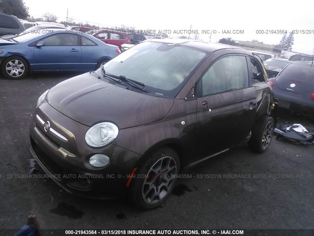 3C3CFFBR7ET228568 - 2014 FIAT 500 SPORT BROWN photo 2