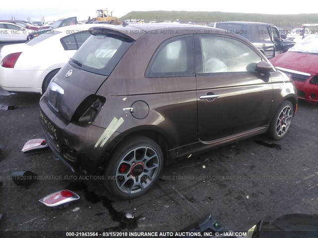 3C3CFFBR7ET228568 - 2014 FIAT 500 SPORT BROWN photo 4