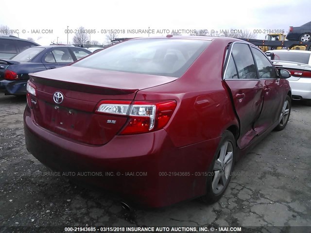 4T1BF1FK1EU800856 - 2014 TOYOTA CAMRY L/SE/LE/XLE RED photo 4