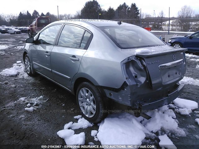 3N1AB6AP3BL700195 - 2011 NISSAN SENTRA 2.0/2.0S/SR/2.0SL GRAY photo 3