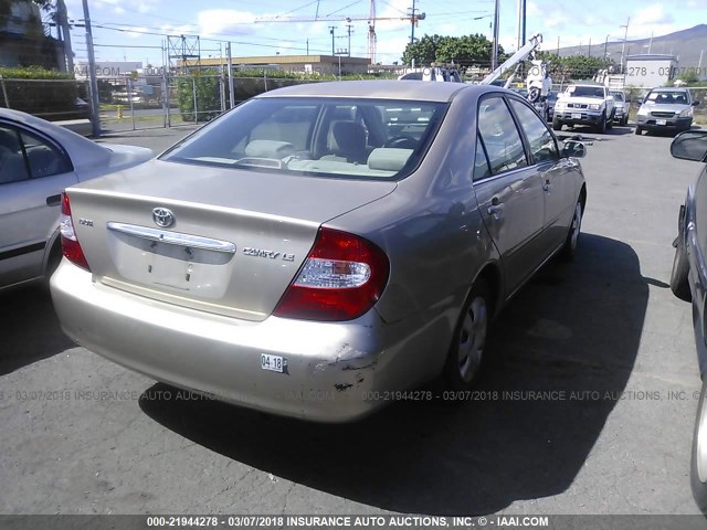 JTDBE32KX20023699 - 2002 TOYOTA CAMRY LE/XLE/SE GOLD photo 4
