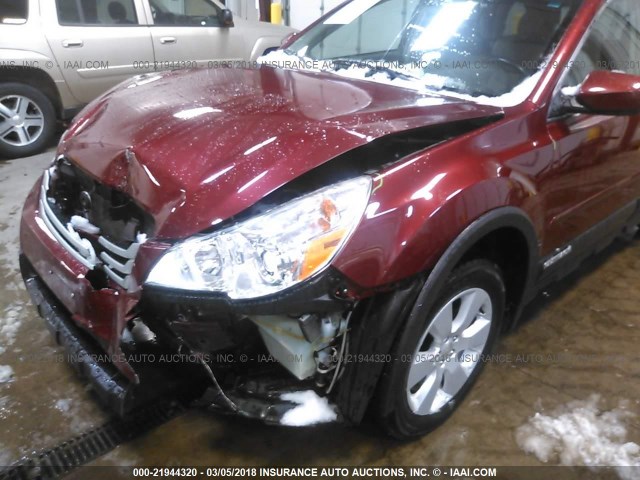 4S4BRCCC3B3447411 - 2011 SUBARU OUTBACK 2.5I PREMIUM MAROON photo 6