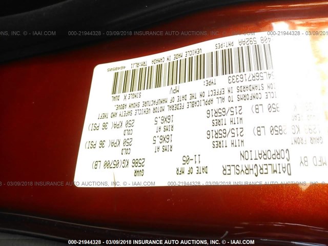 2A4GP54L56R716333 - 2006 CHRYSLER TOWN & COUNTRY TOURING ORANGE photo 9