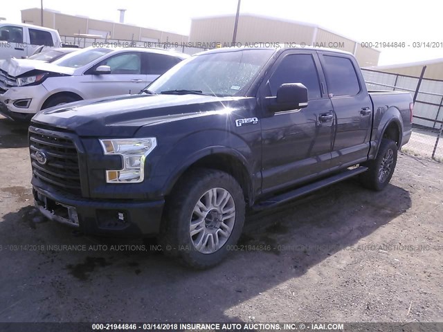 1FTEW1EF1GKF81224 - 2016 FORD F150 SUPERCREW GRAY photo 2