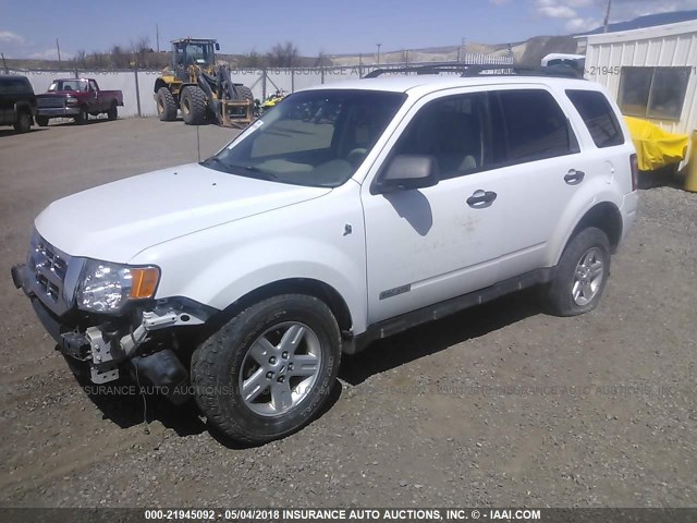 1FMCU59H68KE46365 - 2008 FORD ESCAPE HEV WHITE photo 2