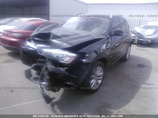 5UXWX9C51F0D54105 - 2015 BMW X3 XDRIVE28I BLACK photo 2