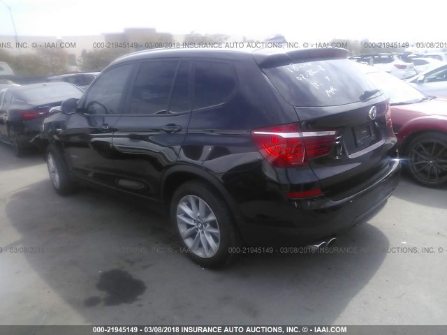 5UXWX9C51F0D54105 - 2015 BMW X3 XDRIVE28I BLACK photo 3