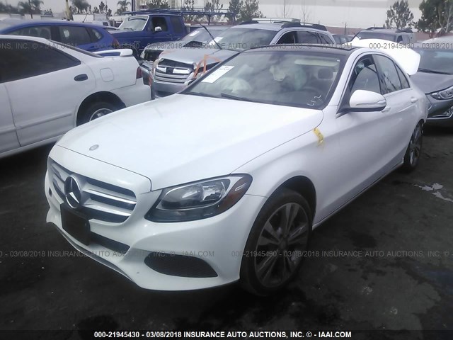 55SWF4KB7FU021550 - 2015 MERCEDES-BENZ C 300 4MATIC WHITE photo 2