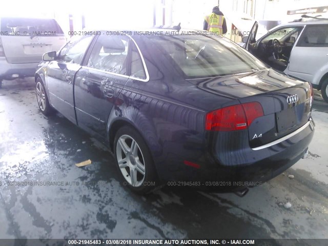 WAUAF78E27A095318 - 2007 AUDI A4 2/TURBO Dark Blue photo 3