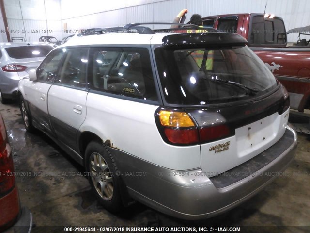 4S3BH896817661727 - 2001 SUBARU LEGACY OUTBACK H6 3.0 VDC WHITE photo 3