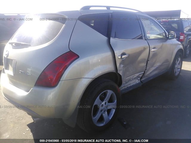 JN8AZ08WX5W420957 - 2005 NISSAN MURANO SL/SE/S TAN photo 4