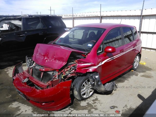 JHMGD38657S029570 - 2007 HONDA FIT S RED photo 2