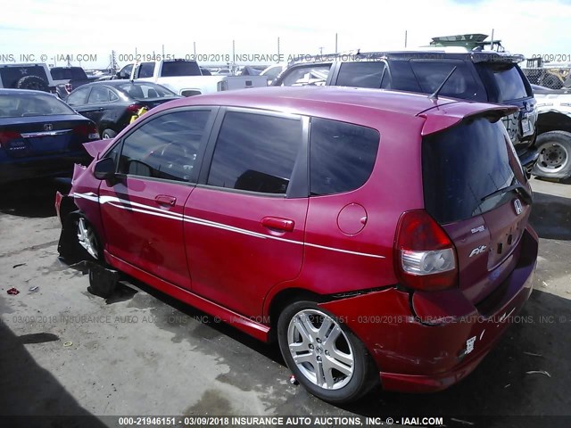 JHMGD38657S029570 - 2007 HONDA FIT S RED photo 3