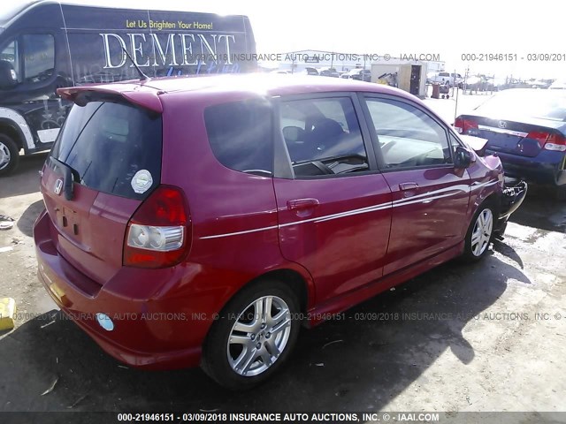 JHMGD38657S029570 - 2007 HONDA FIT S RED photo 4