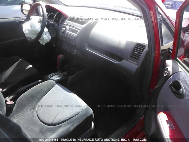 JHMGD38657S029570 - 2007 HONDA FIT S RED photo 5