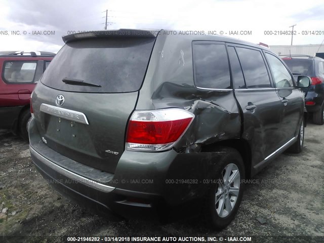 5TDBK3EH1CS166533 - 2012 TOYOTA HIGHLANDER SE GRAY photo 4