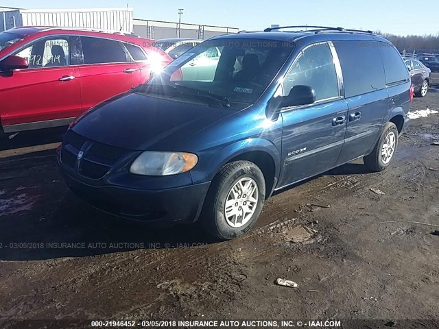 1B4GP45301B130853 - 2001 DODGE CARAVAN SPORT BLUE photo 2