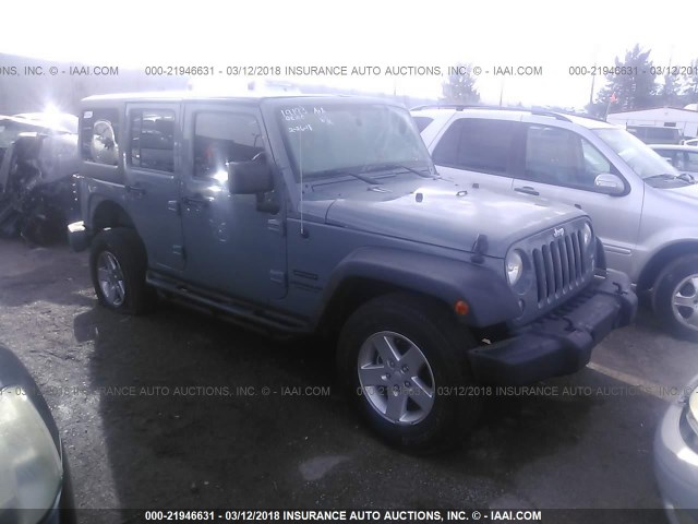 1C4BJWDG3EL203566 - 2014 JEEP WRANGLER UNLIMITE SPORT GRAY photo 1