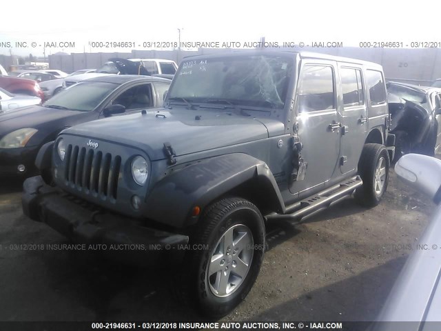 1C4BJWDG3EL203566 - 2014 JEEP WRANGLER UNLIMITE SPORT GRAY photo 2