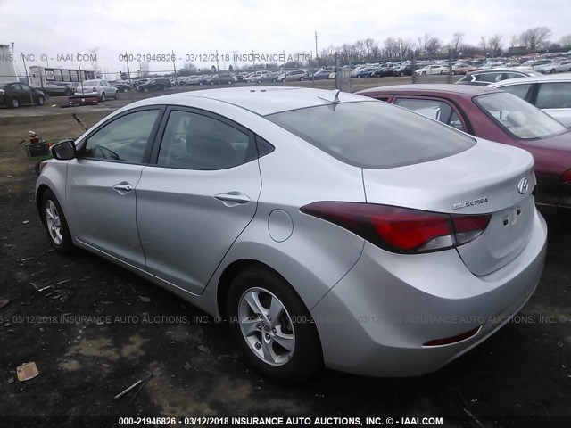 5NPDH4AE4FH639828 - 2015 HYUNDAI ELANTRA SE/SPORT/LIMITED SILVER photo 3