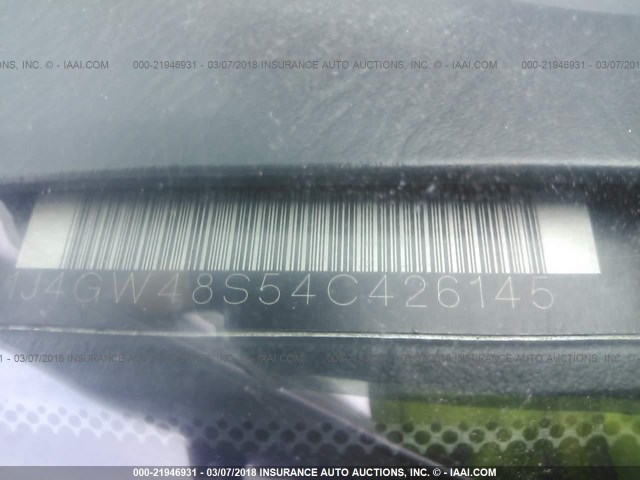 1J4GW48S54C426145 - 2004 JEEP GRAND CHEROKEE LAREDO/COLUMBIA/FREEDOM 银色 照片 9