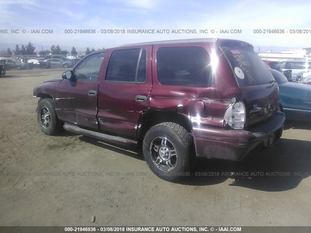 1D4HR38N33F550842 - 2003 DODGE DURANGO SPORT MAROON photo 3