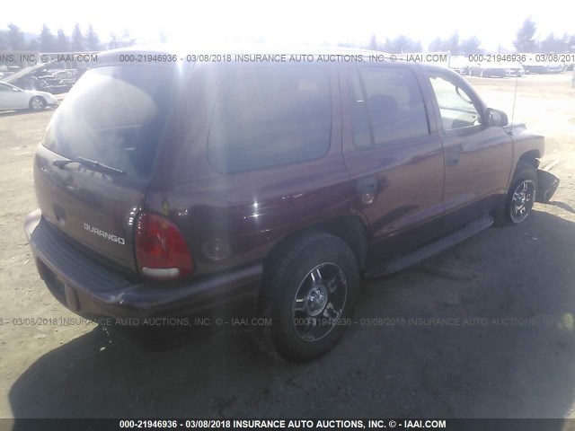 1D4HR38N33F550842 - 2003 DODGE DURANGO SPORT MAROON photo 4