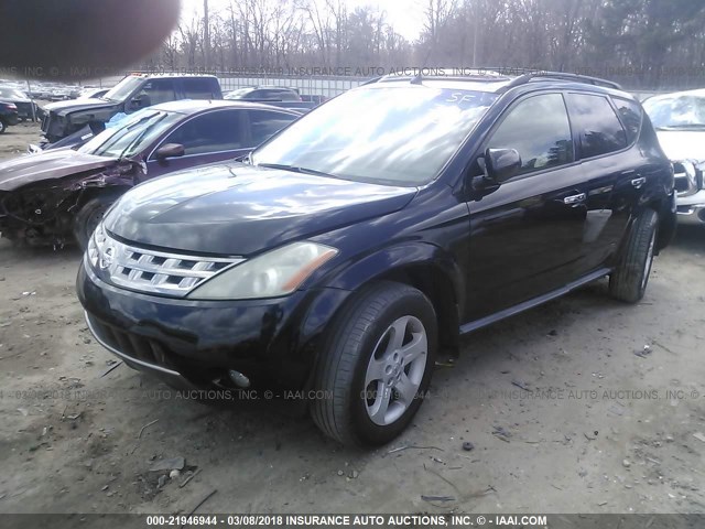 JN8AZ08T15W318758 - 2005 NISSAN MURANO SL/SE/S BLACK photo 2