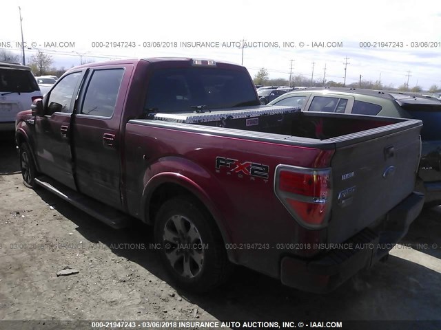 1FTEW1C80AKC18974 - 2010 FORD F150 SUPERCREW RED photo 3