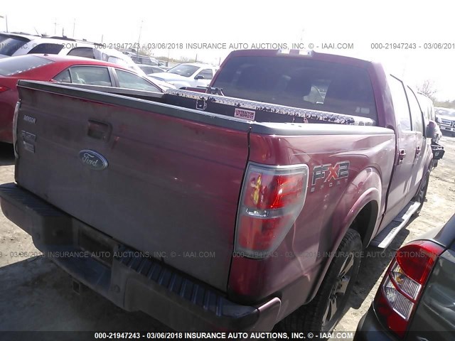 1FTEW1C80AKC18974 - 2010 FORD F150 SUPERCREW RED photo 4