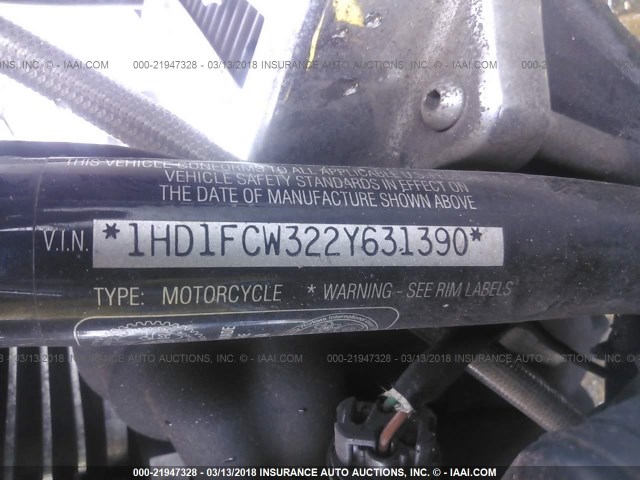 1HD1FCW322Y631390 - 2002 HARLEY-DAVIDSON FLHTCUI BURGUNDY photo 10