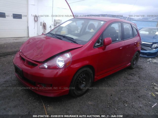 JHMGD386X7S030679 - 2007 HONDA FIT S RED photo 2