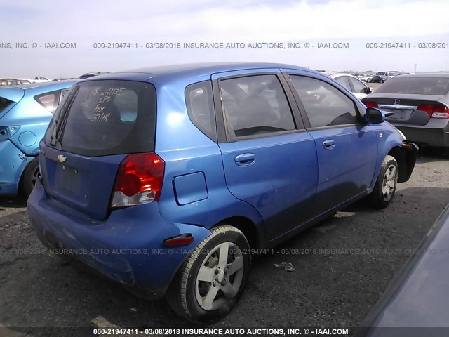 KL1TD62605B294167 - 2005 CHEVROLET AVEO LS BLUE photo 4