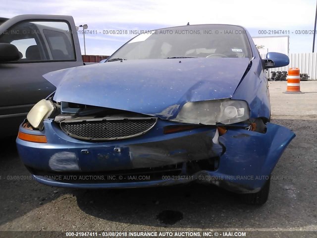 KL1TD62605B294167 - 2005 CHEVROLET AVEO LS BLUE photo 6