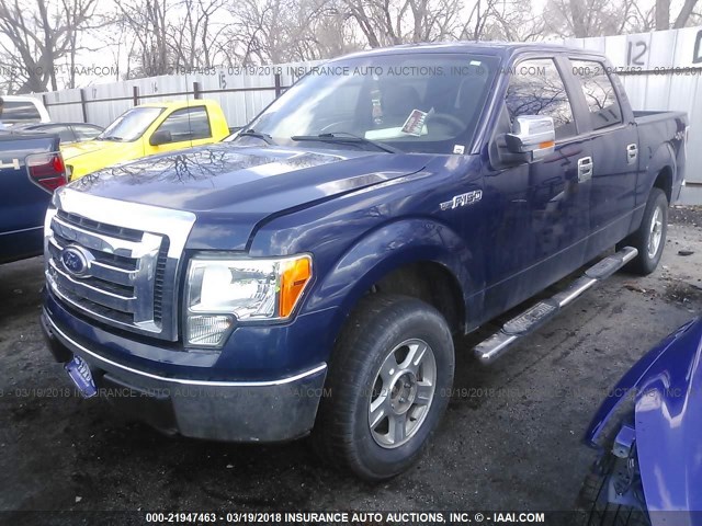 1FTEW1E87AFB20885 - 2010 FORD F150 SUPERCREW BLUE photo 2
