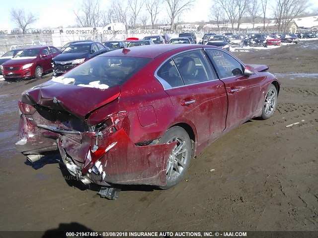 JN1BV7AR9FM420845 - 2015 INFINITI Q50 PREMIUM/SPORT RED photo 4